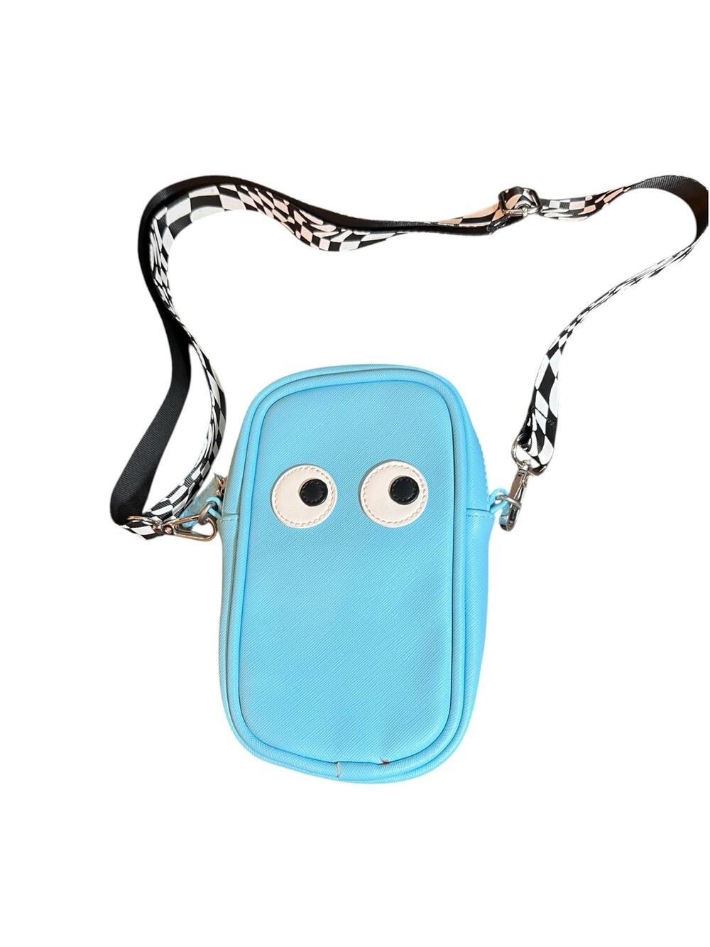 SKINNYDIP London Danni Blue Mini Phone Crossbody Adjustable Checkered Strap Bag